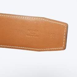 Pre Owned Hermes Noir/Natural Chamonix and Swift Leather Constance Reversible Belt 90 CM