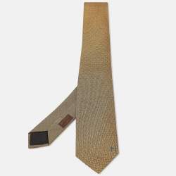 Pre Owned Hermès Yellow Terre D'H Silk Tie