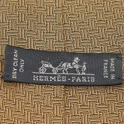 Pre Owned Hermès Yellow Terre D'H Silk Tie