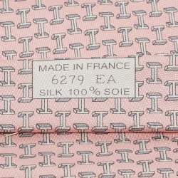Pre Owned Hermès Light Pink H Print Silk Tie