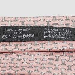 Pre Owned Hermès Light Pink H Print Silk Tie