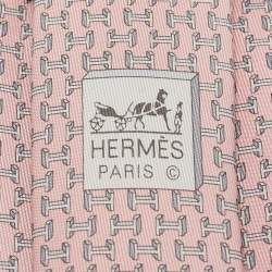 Pre Owned Hermès Light Pink H Print Silk Tie