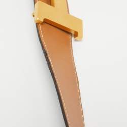 Hermes Noir/Gold Chamonix and Box Leather Constance Reversible Belt 95 CM