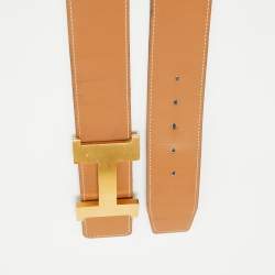Hermes Noir/Gold Chamonix and Box Leather Constance Reversible Belt 95 CM