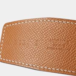 مملوكة مسبقًا حزام هيرمس كونستانس جلد توغو وشاموني ذهبي/ أسود ذو وجهين بإبزيم حرف أتش مطلي بالاديوم 90 سم