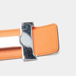 مملوكة مسبقًا حزام هيرمس كونستانس جلد توغو وشاموني ذهبي/ أسود ذو وجهين بإبزيم حرف أتش مطلي بالاديوم 90 سم