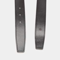 Pre Owned Hermes Black/Orange Box and Togo Leather Reversible Belt Strap 105CM