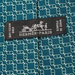 Pre Owned Hermes Blue Patterned Silk Chaine d'Ancre Neck Tie