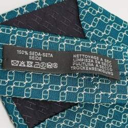 Pre Owned Hermes Blue Patterned Silk Chaine d'Ancre Neck Tie