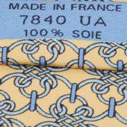 Pre Owned Hermes Vintage Yellow Printed Silk Traditional Tie
