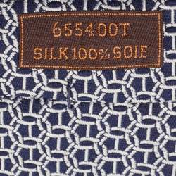Pre Owned Hermes Blue Patterned Lourde Silk Tie