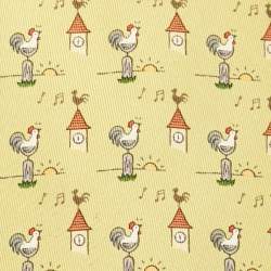 Pre Owned Hermes Yellow Rooster Print Silk Tie