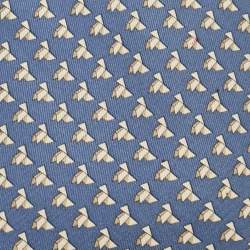 Pre Owned Hermes Blue Origami Chicken Print Silk Tie