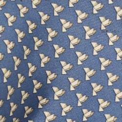 Pre Owned Hermes Blue Origami Chicken Print Silk Tie