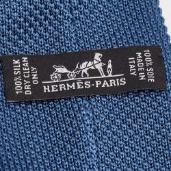 مملوكة مسبقًا Hermes Blue Silk Knit Tete-A-Tete Equestre Tie