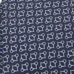 Pre Owned Hermes Navy Blue Print Silk Mors Ever Marine Tie