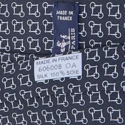 Pre Owned Hermes Navy Blue Print Silk Mors Ever Marine Tie