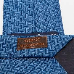 Pre Owned Hermes Blue Silk Terre d'H Tie