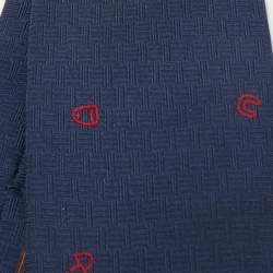 Pre Owned Hermes Navy Blue Silk Pluie Equestre Tie