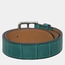Hermes Crocodile Leather Etriviere Double Tour Bracelet 