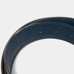 Hermes Noir/Bleu De Prusse Chamonix and Togo Leather H Au Carre Reversible Belt 100 CM
