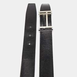 Hermes Noir/Bleu De Prusse Chamonix and Togo Leather H Au Carre Reversible Belt 100 CM