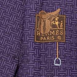 Pre Owned Hermès Purple Silk Terre d'H Tie
