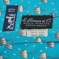 Hermes Blue/Grey Umbrella Print Silk Classic Tie