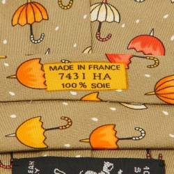 Hermes Multicolor Umbrella Print Silk Classic Tie