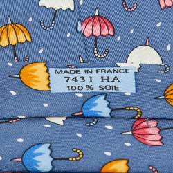 Hermes Multicolor Umbrella Print Silk Classic Tie
