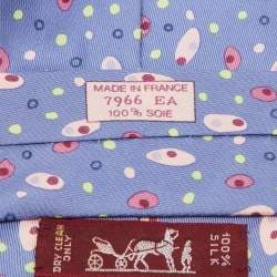 Hermes Purple Patterned Silk Classic Tie