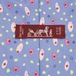 Hermes Purple Patterned Silk Classic Tie