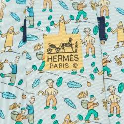 Hermes Multicolor Les Vendanges Print Silk Classic Tie