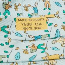 Hermes Multicolor Les Vendanges Print Silk Classic Tie
