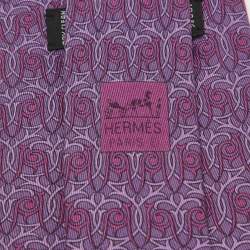 Hermes Purple Patterned Silk Classic Tie