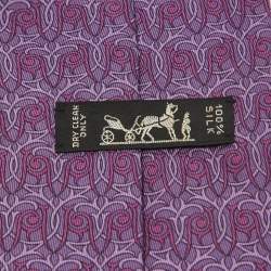 Hermes Purple Patterned Silk Classic Tie