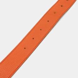 Pre Owned Hermès Orange/Noir Togo and Chamonix Leather H Buckle Reversible Belt 105 CM