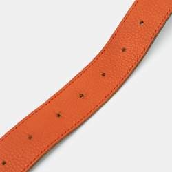 Pre Owned Hermès Orange/Noir Togo and Chamonix Leather H Buckle Reversible Belt 105 CM