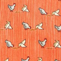 Pre Owned Hermès Orange Whimsical Chicken Print Silk Tie