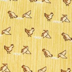 Pre Owned Hermès Yellow Whimsical Chickens Print Silk Classic Tie