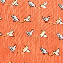 Hermès Orange Whimsical Chickens Print Silk Classic Tie