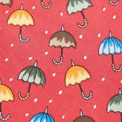 Pre Owned Hermès Multicolor Umbrella Print Silk Classic Tie