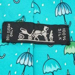 Pre Owned Hermès Multicolor Umbrella Print Silk Classic Tie