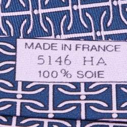 Pre Owned Hermès Blue/Purple Patterned Silk Classic Tie