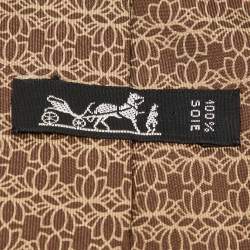 Pre Owned Hermès Brown Patterned Silk Classic Tie