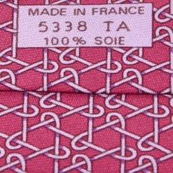 Hermès Pink Patterned Silk Classic Tie