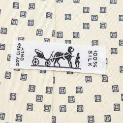 Pre Owned Hermès Beige Patterned Silk Classic Tie