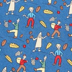 Pre Owned Hermès Blue Les Vendanges Print Silk Classic Tie