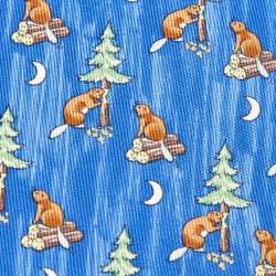 Hermès Blue Beavers Print Silk Classic Tie