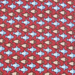 Pre Owned Hermès Red Printed Fish Silk Classic Tie